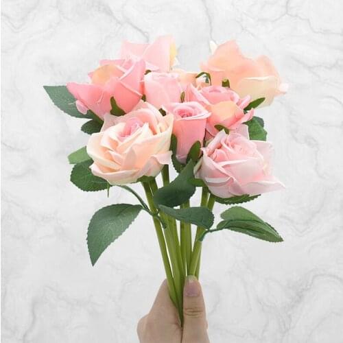 1Bouquet Artificial Rose Silk Flower Bunch Wedding Bride Bouquet Festival Home Party Fake Flower Decoration Valentines Day Gifts