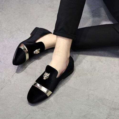 Men Casual shoes Gold tigers Decoration Shoes Men loafers Shoes Black blue red colors Plus Size 38~48 ST359