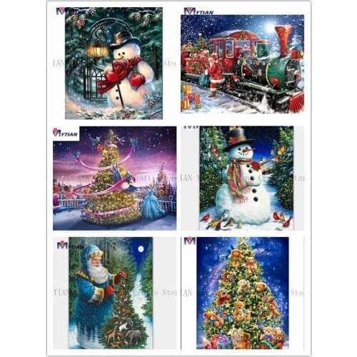 MYTIAN 5D DIY Diamond Painting Santa Claus and Christmas Cross Stitch Kits Diamond Embroidery Full Square Rhinestones Home Decor