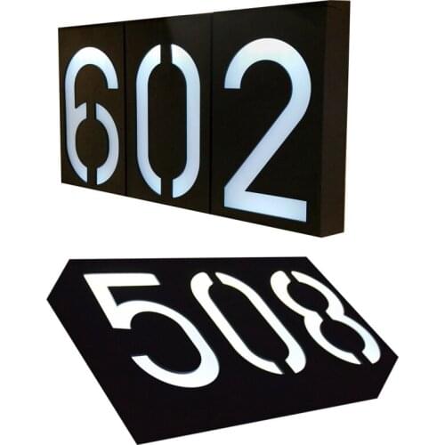 Solar Powered Digital Doorplate Lamp Wall Mount 6 LED Bulbs Solar Light Solar Apartment Number Lights For Courtyard Path Porch