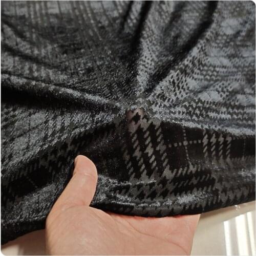 New Elastic Hollow Burnt Gold Velvet Cheongsam Bottoming Shirt Dress Apparel Fabric