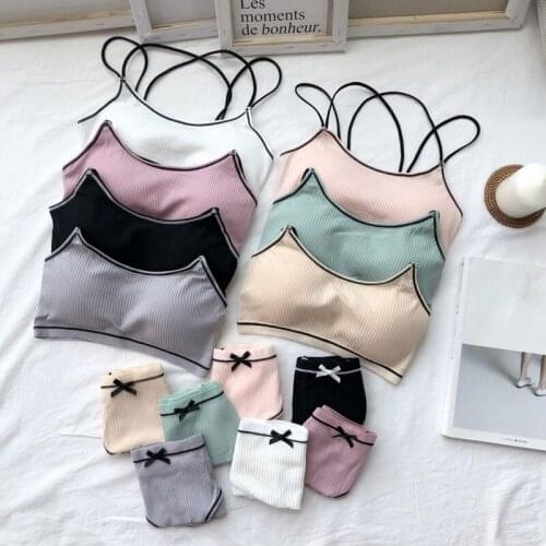 OIONINOS Women Full Cup Bras Sets Female Soft Padded Underwear Tops Wireless Fitness Bras Tops Solid Cotton Bras Sets Lingerie
