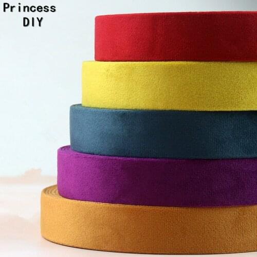 5Meter Superior 10 25 50mm Dense Solid Silk Velvet Ribbon Folded Velour Fabric Tape Riband DIY Hair Bow Tie Collar Craft Materia
