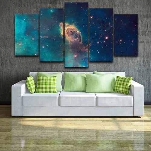 Canvas Prints Poster Modular Frame 5 Pieces Magnificent Cosmic Nebula Paintings Deep Space Abstract Pictures Wall Art Home Decor