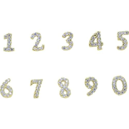 2021 New Special Memorial Date 0-9 Ten Numbers Stud Earring Micro Pave 5A Cz Set Of 10 Pieces