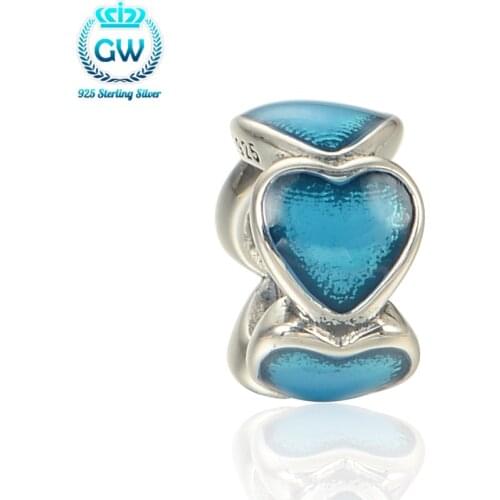 Charms Silver 925 Original 2015 New Heart Silver With Green Enamel Beads & Jewelry Making Bracelets & Bangles For Women D103C