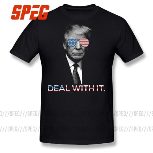 Humorous T Shirts Trump Deal with it America Casual Tee Shirts Adult Crewneck Short Sleeve Clothes Leisure T-Shirts Men Vintage