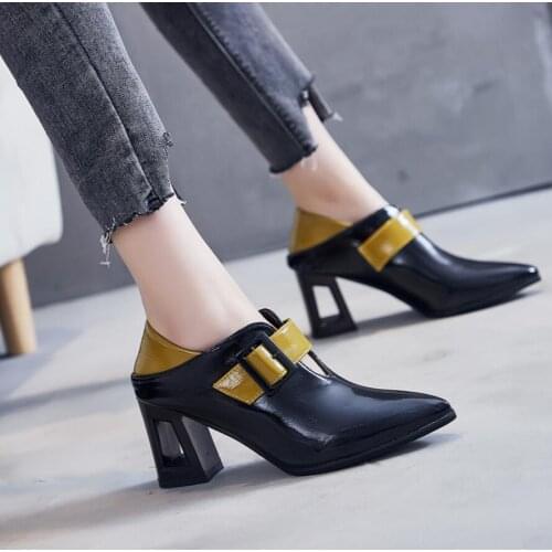 2021 Spring Luxury Women Shoes Pointed Toe High Heels Ladies Wedding Dress Shoes Patent Leather Bare Black Woman Pumps Zapatos