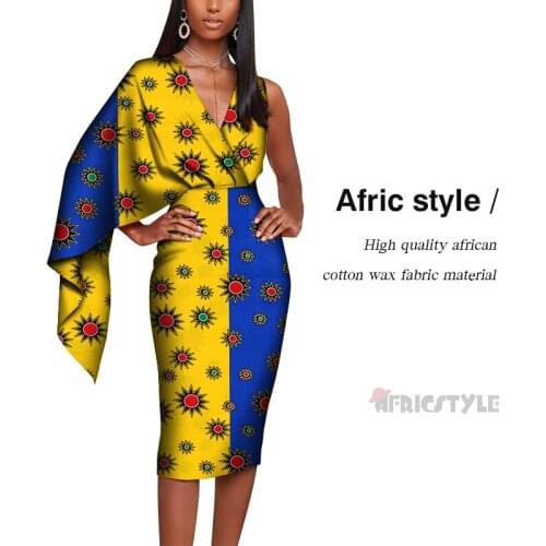 African Clothes for Women V-neck Maxi Dress Floral Print Danshiki Bazin Riche Robe Africaine Femme Ladies Dresses Evening Gowns