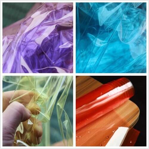 0.2mm Transparent TPU Fabric Liquid Plastic Film Waterproof DIY Raincoat Bags Decor Clothes Light Color PVC Designer Fabric