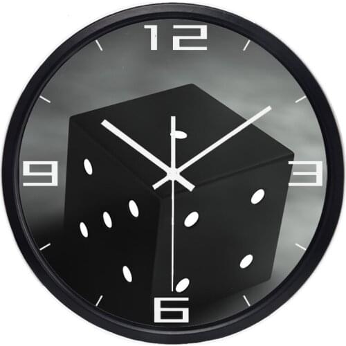 12inch 14inch Brand Modern Fashion Design Dice Square Wall Clock Black and White Hang Clock