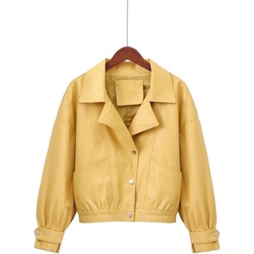 2021 Spring Autumn Jacket Womens Single-Breasted Long Sleeve Rainproof Casual Artificial Leather Top Female Costume Outwea