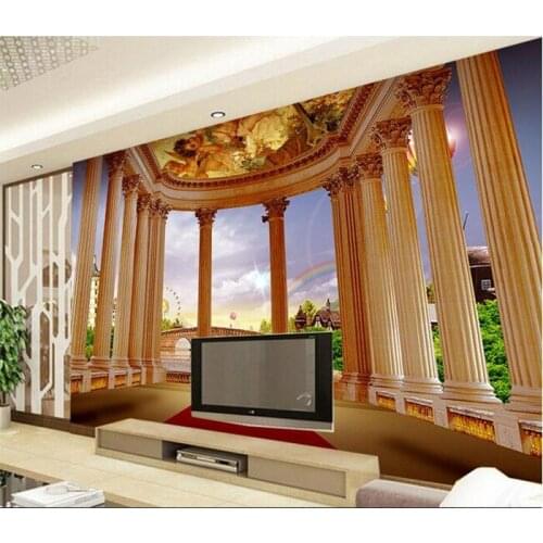 Custom 3D murals,Grand 3D Rome column building papel de parede,hotel restaurant bar living room sofa TV wall bedroom wallpaper