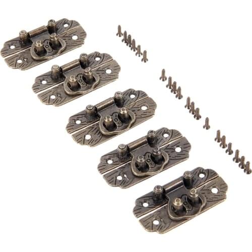 5sets Latch Hasps with screws Antique Bronze Padlocks Zinc Alloy Buckle lock 25*48mm Jewelry Wooden Box Wine Case Retro hardware