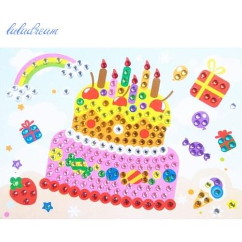 7pcs Handmade 3D Children Puzzle DIY Foam Mosaic Stickers Art EVA Cartoon Crystal 3D Sticker Creative Educational Toys For Kids