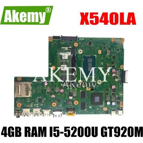 Akemy X540LJ motherboard For Asus X540L F540LA X540LA Laptop motherboard 4G RAM I5-5200U GT920M-2GB REV2.1 Test work 100