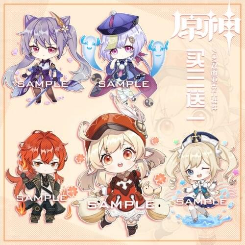 Anime Genshin Impact Diluc Keqing Klee Qiqi Acrylic Keychain Cartoon Keyrings School Bag Itabag Cosplay Pendant Gifts