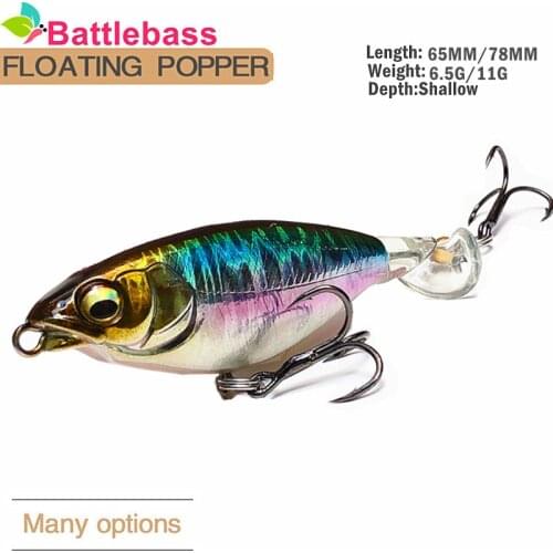 BATTLEBASS 2021 70mm 85mm Whopper Popper 6.5g 11g Topwater Fishing Lure Artificial Bait Hard Plopper Soft Rotating Tail Fishing