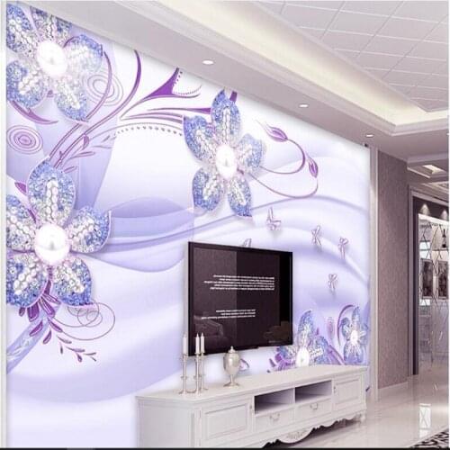 Beibehang large fresco 3d purple dream fashion dynamic line diamond diamond jewelry background wall non-woven fabric wallpaper