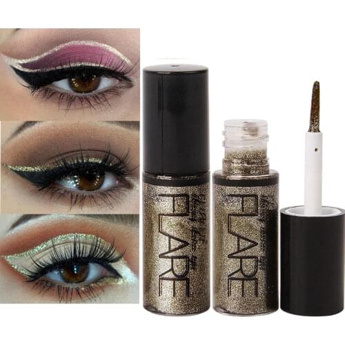 Glitter Eyeliner 5 Colors Waterproof Pigment Silver Rose Gold Liquid Eye Liner Makeup Cosmetic Long Lasting Shiny Eyeliners