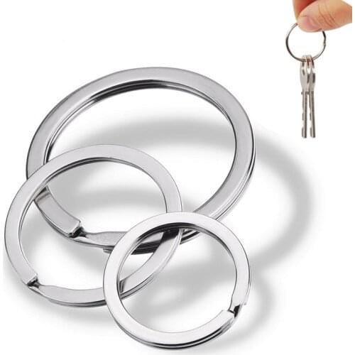 10pcs/lot Stainless Steel Key Chain Key Ring Round Flat Line key ring Keyrings Keychain Key Holder for Jewelry Making Wholesale