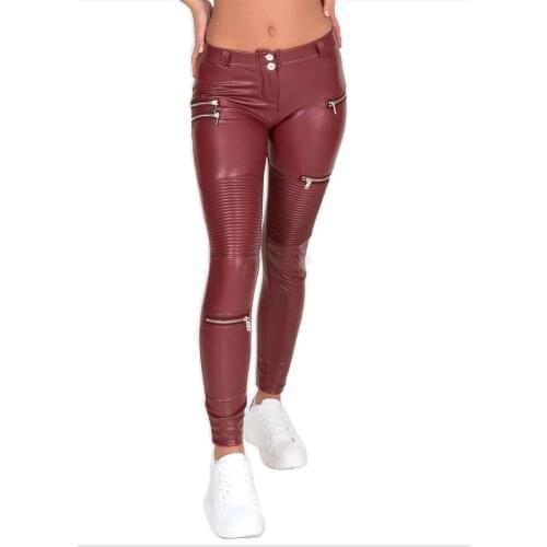 Shascullfites Melody Skinny Leather Pants Superior Quality Elastic Waist Motorcycle Zipper Faux Leather Trousers Streetwear