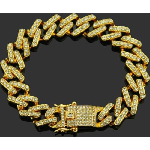 Full Rhinestone Butterfly buckle Iced Out Men Hip hop Bling Bracelet Paved Rhinestones Chain Bracelets For Women Men Jewelry