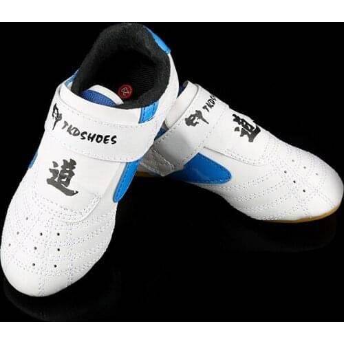 Child Taekwondo Shoes Unisex Martial Arts Karate Kung Fu Shoes White Blue Wushu Tai Chi Kungfu Shoes Kids Tdkshoes Sneakers