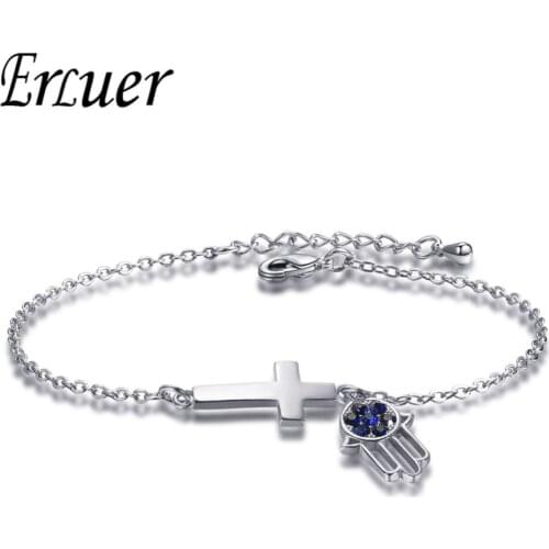 ERLUER Cross-Shape Lady Hand Chain Rose Gold Silver color Bracelets Crystal CZ For Woman fashion Jewelry Love Gifts Bracelet