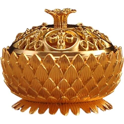 Lotus Shape Incense Burner Zinc-copper Alloy Brass Mini Sandalwood Censer Creative Home Office Decor Buddha Incense Holder