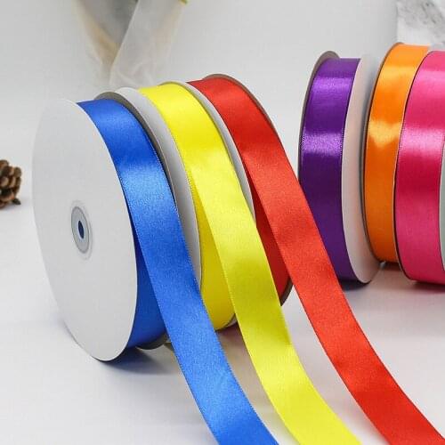 100Yards 2.5cm Silk Satin Ribbons Solid Color Belt Ribbon for Crafts Bow Handmade Gift Wrap Party Wedding Decorative