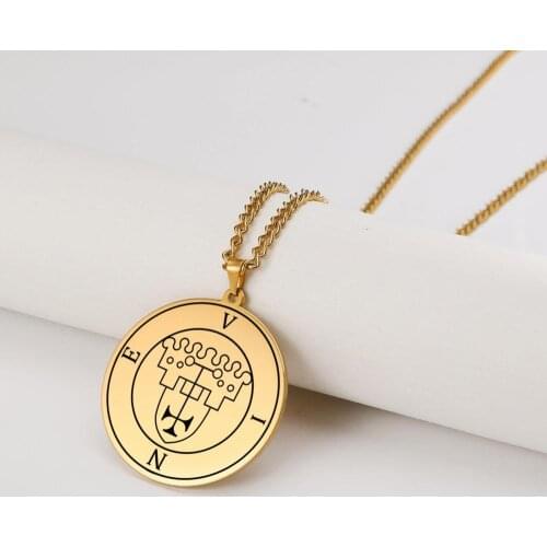 LIKGREAT Lesser Key of Solomon Vintage Necklace Men Great King Vine Kabbalah Amulet Protection Religion Round Pendant Jewelry