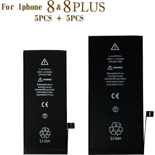 5pcs Mobile Phone Battery For Iphone 8 and 5pcs For iphone 8plus lithium ion smartphone battery