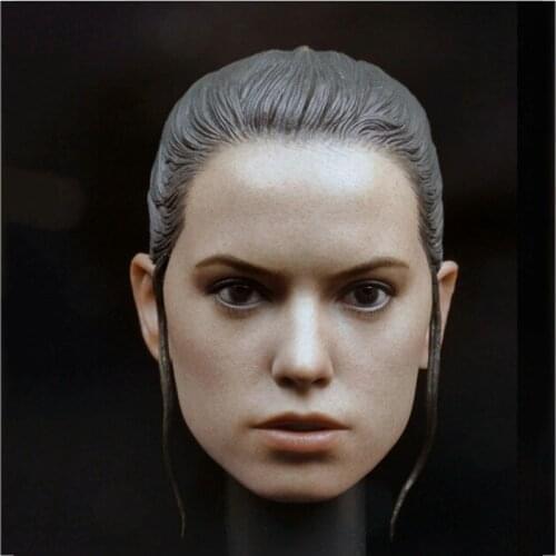 1/6 Scale Female Head Sculpt Rey Soldier Head Sculpture Model Head Carving Woman Headplay for 12" Action Figure Body