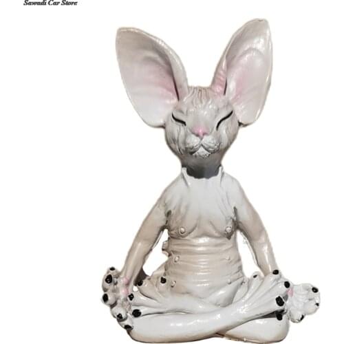 Meditating Buddha Hairless Cat Resin Decor Car Decoration Home Desktop Office Creative Alien Cat Gift For Pet Lover Ornaments