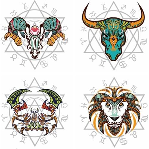 Twelve Constellations Patch Taurus Patches For Clothing LEO Sticker Cancer Thermo-stickers On Clothes DIY Cartoon Animal Stripes