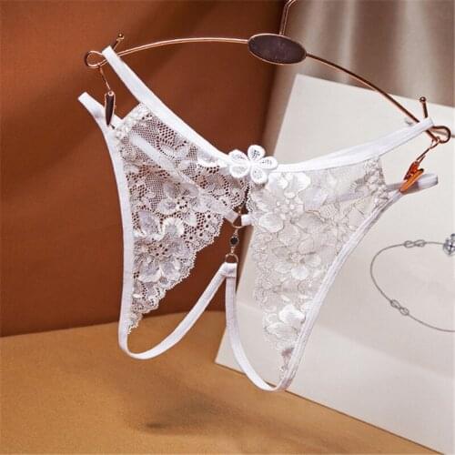 Ponro Womens Underwear Open Crotch G-string Briefs Sexy Breathable Tangas French Lace Seamless Thongs Ultra-thin Sex Panties