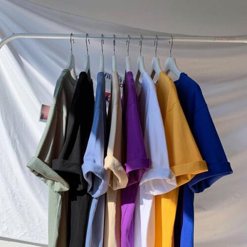 New Women t shirt Casual Tops Tee Summer Men t shirt Long Loose t shirts For Lovers Solid Color t shirt M~3XL Unisex t shirt