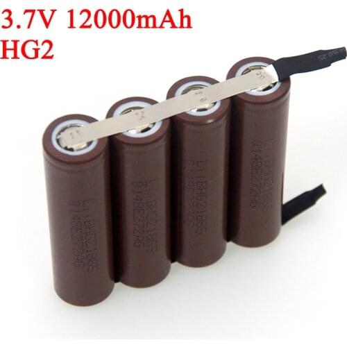 NEW 3.7V 1S 6000mAh 12000mAh HG2 Lithium battery pack Fishing Bluetooth Speaker 4.2V soldering Nickel Sheet DIY batteries
