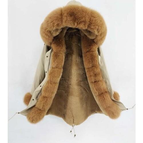 Real Fur Coat Brand Winter Jacket Women Long Parka Outerwear Parkas Natural Fox Fur Collar Hood Thick Warm Streetwear Brand New