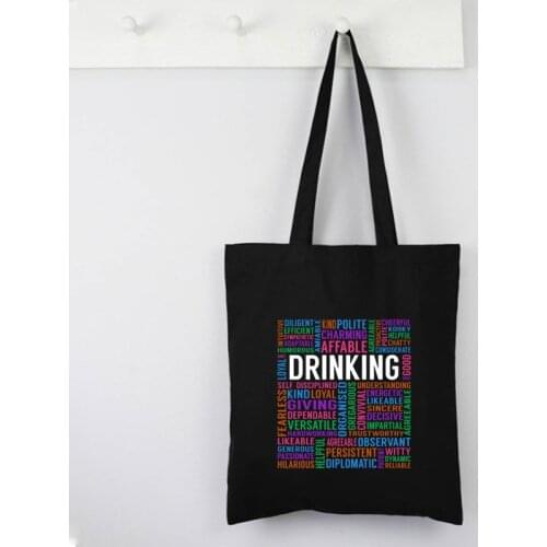 Drinking Canvas Tote Bag Women You Are Fine Large Tote Bag Girls Reusable Friendly Products Alcohol Shopping Bags Fashion