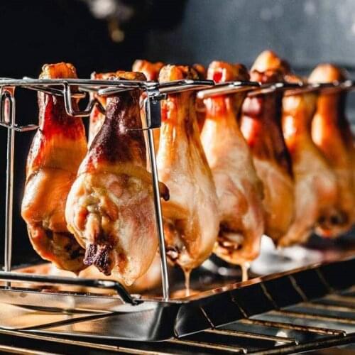 Chicken Wing Leg Rack 14 Slot For Grill Smoker Oven Stainless Steel Vertical Roaster BBQ Rib Shelf Safe Barbecue Accessories U3