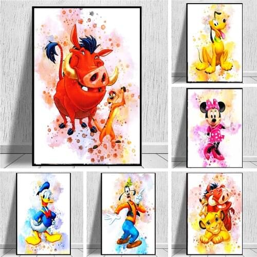 Cartoon Disney Mickey Mouse and Donald Duck Canvas Posters and Prints Wall Art Picture Painting for Childrens Room Home Decor