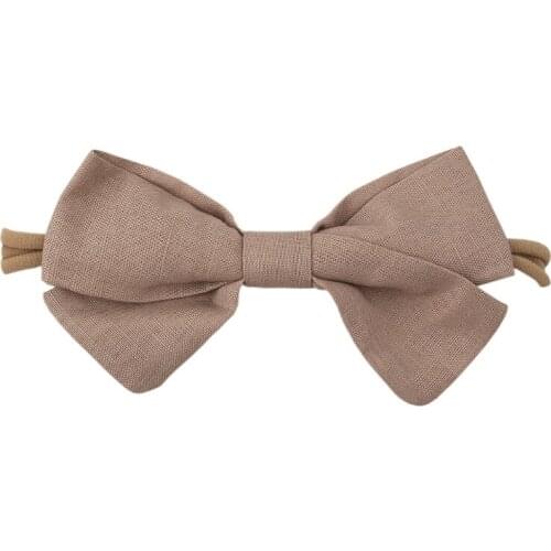 Newborn Baby Elastic Headband Sweet Linen Bow Knot Stretchy Hair Band Accessory