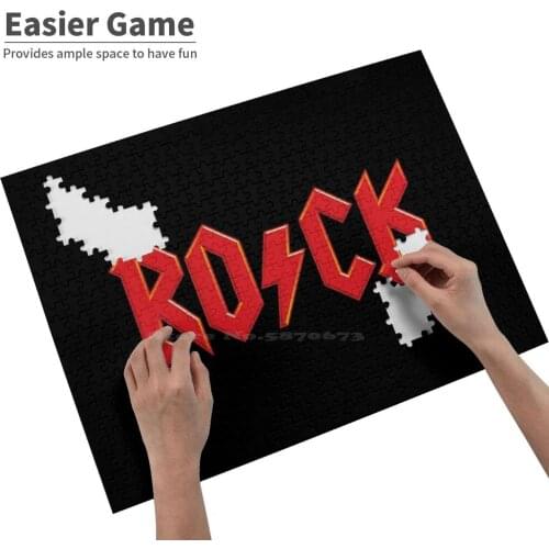 Rock Music Logo Mashup Jigsaw Puzzle Game Wooden Toys Assembling Picture Games Toys Ac Band Angus Young Lightning Bolt Vintage