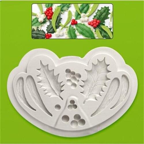 Christmas Leaves DIY Xmas Fruit Silicone Chocolate Candy Mold Fondant Sugarcraft Mould Cake Cupcake Decoration Gumpaste Tools