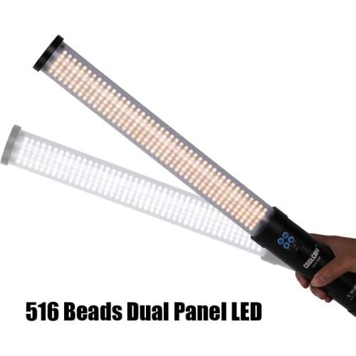 Handheld Dual Panel 516AS LED Photo/Video Light 3200-5600K Magic Tube Light Stick Built-in Battery Photography Lamp as ice light