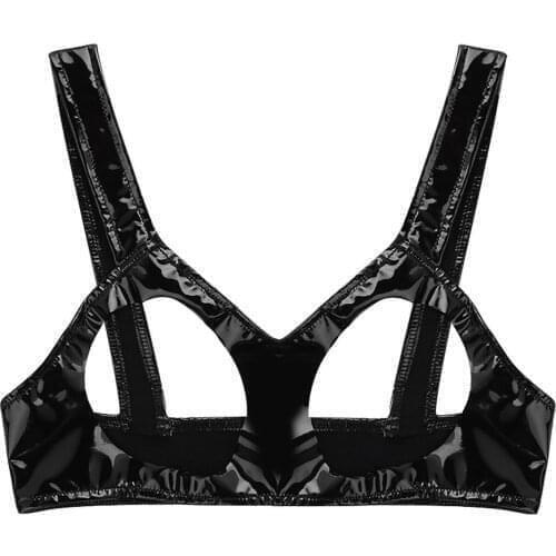4XL Porno Sexylingerie PU Leather Womens Underwear Plus Size Hollow Out Bra Sex Lingerie Sexy Corsets Babydoll Erotic Costumes