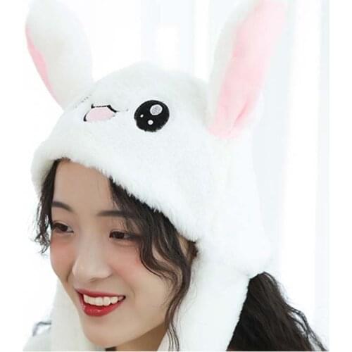 Rabbit Pinching Ear Hat Vocal Flashing Hat Plush Airbag Ear Pop-up Cute Dance Toy ZJ55