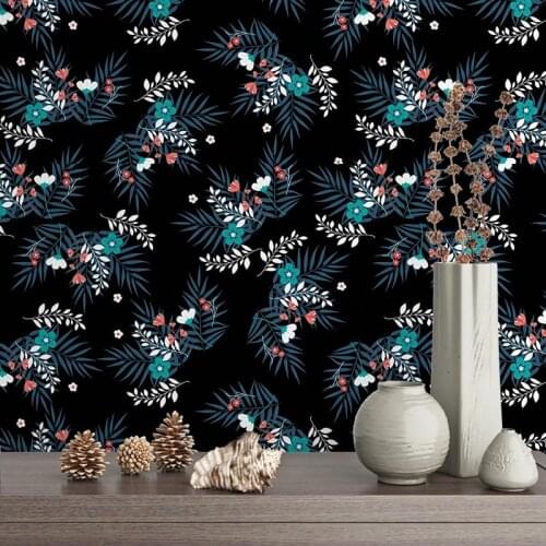 Modern Fresh Wall Stickers Murals Nordic Style Flowers Leaves Background Art Decorative Self-adhesive Wallpaper Custom Designs